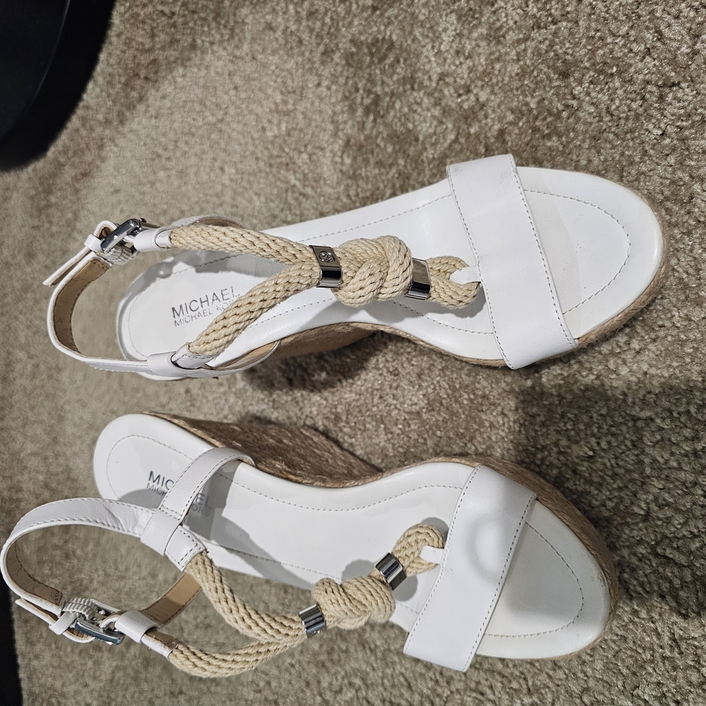 Michael Kors White Wedge Shoes with Ankle Strap